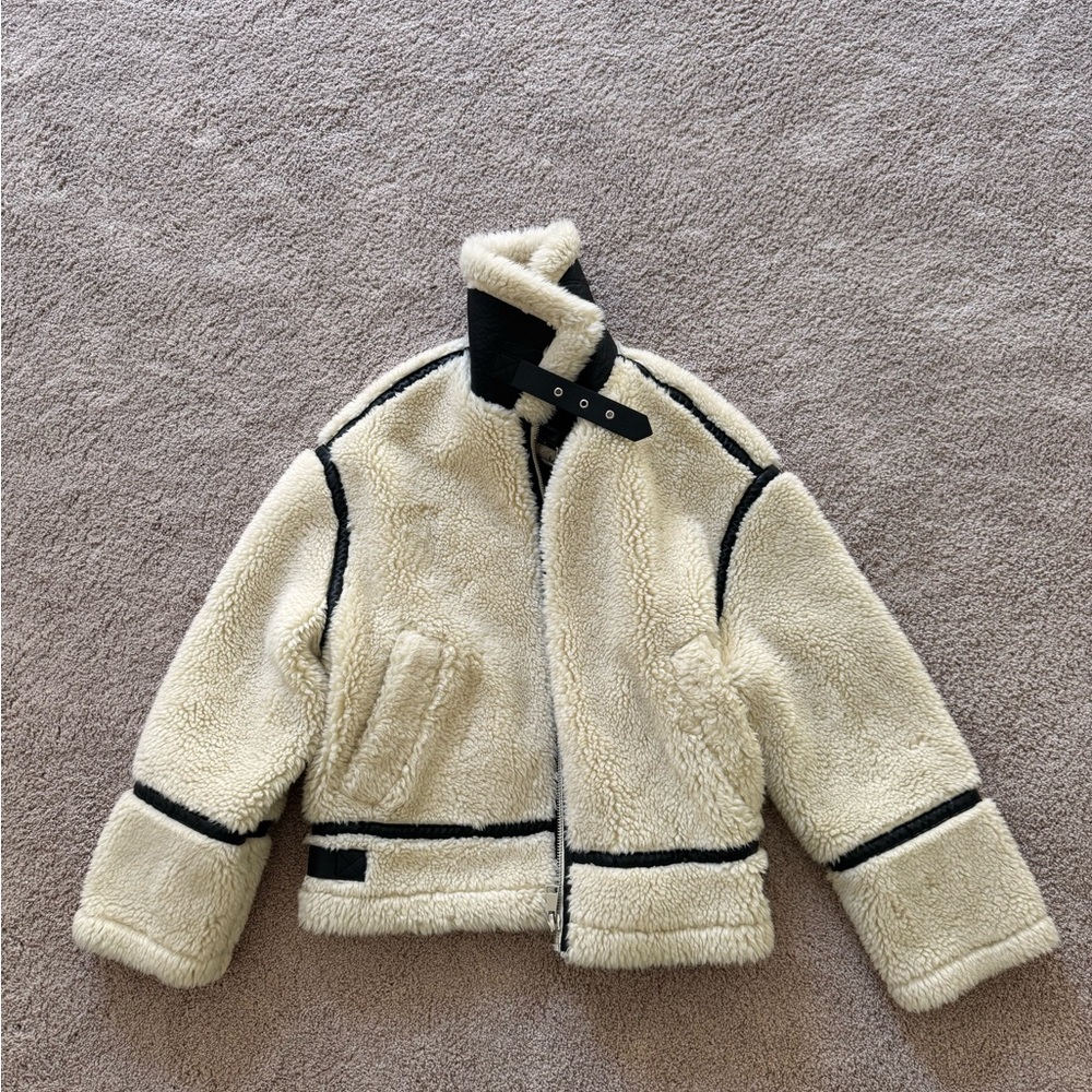 Zara faux fur biker jacket